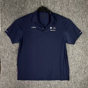 BMW Shirt Mens XL Mini Cooper Employee Polo Oobe Uniform Rugby Short-sleeve Blue
